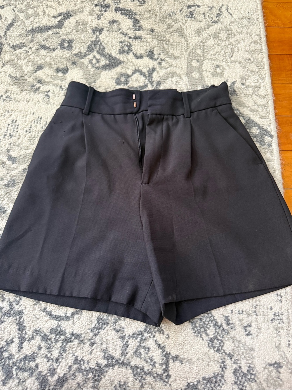 Zara Black High-Waist Tailored Shorts